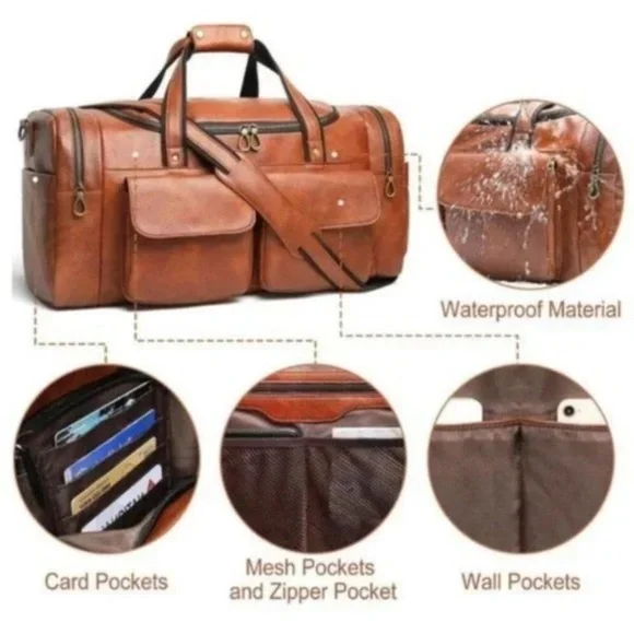 New Duffle Bag for Men Overnight Weekender Gym Bag with Shoe Compartment - Picture 4 of 7